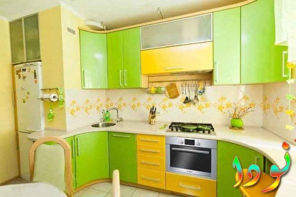 مطبخ رقيق متقفل ألوميتال أخضر في أصفر